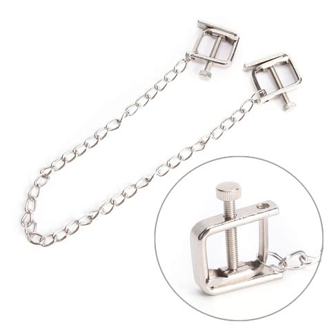 Stainless Steel Chains Metal Female Breast Nipple Clamps With Chain Clips Stimulator Bdsm