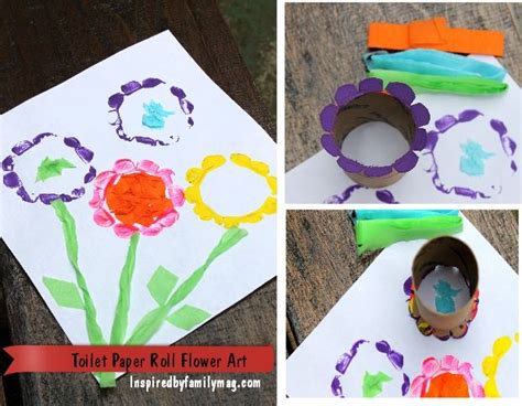 Painting flowers with toilet paper rolls. Spring Kids Craft: Toilet Paper Roll Flower Painting ...