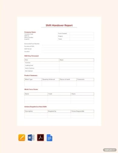 Free 10 Shift Report Templates In Ms Word Pdf Pages