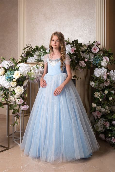 Blue Flower Girl Dress Blue Bridesmaid Dress Wedding First Etsy