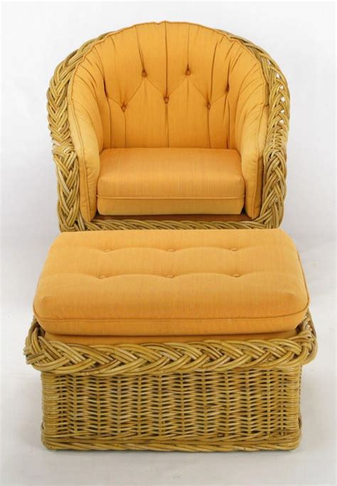 Woven Wicker Chair With Ottoman - Royal Garden Greta Ottoman 3-Piece