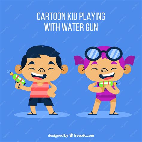 Free Vector Happy Kids Playing Water Guns