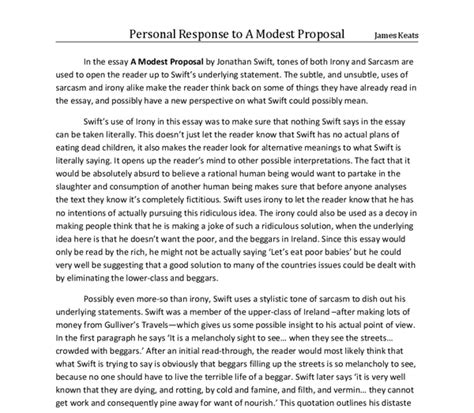 essay on a modest proposal argument 1211 words