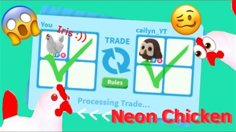 Trading Neon Chicken In Rich Adopt Me Server Youtube