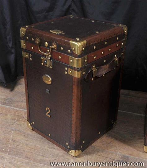 Luggage trunk coffee table ✅. Pair Luggage Trunk Side Tables Case Leather Box Coffee Table