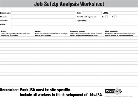 Job Safety Analysis Form Professional Blank Jsa Works Vrogue Co