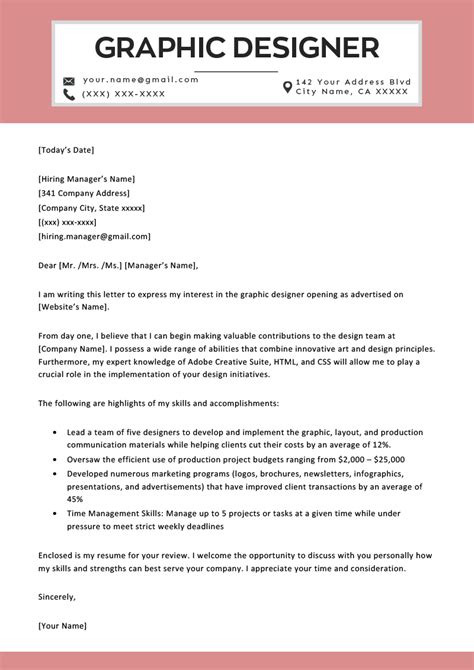 You get to compare a graphic designer application letter from other sample job application letter examples, and there could be a lot of specifications apart. Application cover letter example for why company position
