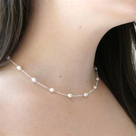 Silver And Pearl Necklace Biba Rose Freshwater Pearl Jewellery