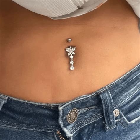 G L Steel Cz Butterfly Belly Button Ring Belly Piercing Etsy Finland