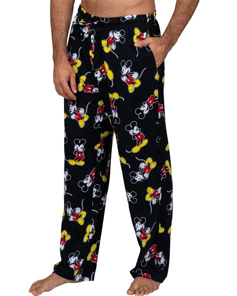 Disney Mens Pants Fun Print Pajama Lounge Pants Joggers Black Size