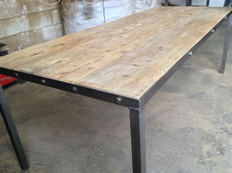 Each custom table or desk frame is handcrafted to be heavy duty and durable enough to suit heavy tops with a variety of modern and industrial styles to choose from. Industrial reclaimed timber top and polished steel frame ...