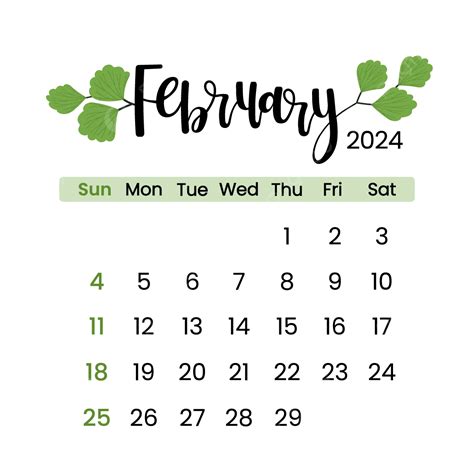Kalender Februari 2024 Vektor Februari 2024 Kalender Png Dan Vektor