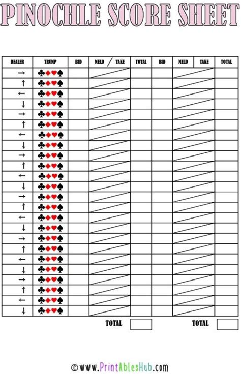 Free Printable Pinochle Sheets Pdf Included Board Game Template