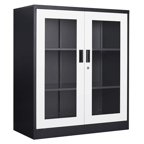 Buy Sisesol Metal Storage Cabinet With Doors And Shelves Office Storage Cabinet With Glass Doors