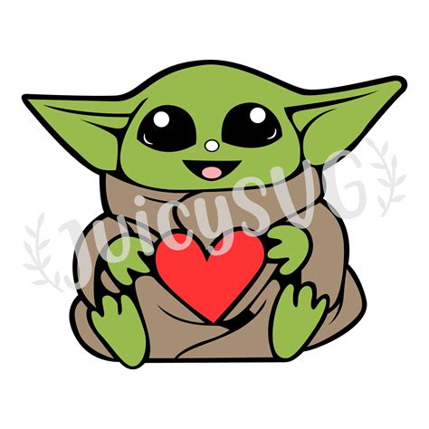 Baby Yoda With Heart Layered Svg Cricut Friendly Cut File Etsy