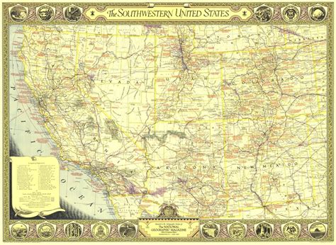 The Southwestern United States Map The National Geographic Etsy
