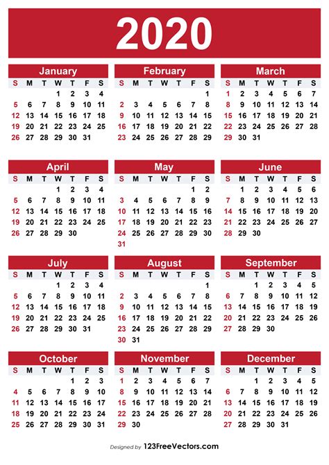 Free 2020 Free Printable Calendar