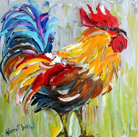 Rooster Paintings On Canvas New Original Oil Painting Palette Knife
