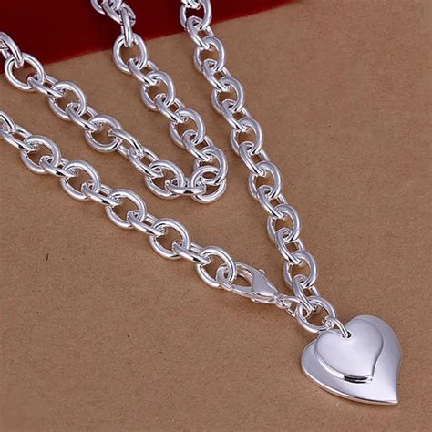 wholesale fine 925 sterling silver necklace fashion jewelry chain heart necklaces and pendants