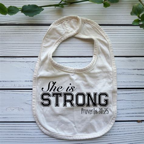 Proverbs 31 Baby Bib She Is Strong Baby Girl Clothes Bible Verse