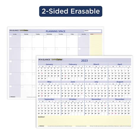 At A Glance Quicknotes 2023 Ry Erasable Monthly Yearly Wall Calendar