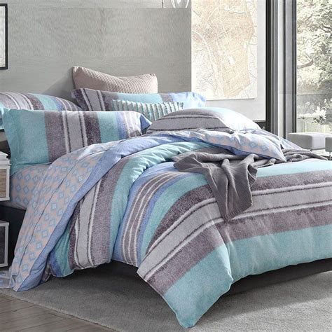 Izod liam indigo reverisble comforter set with shams. Light Blue and Gray Stripe Print Simply Shabby Chic ...