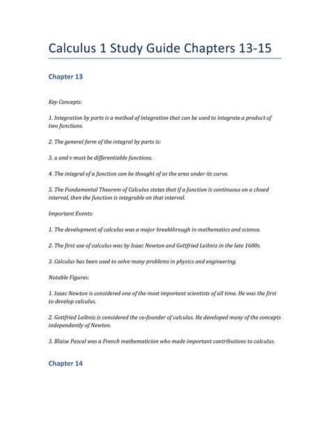 Calculus 1 Study Guide Chapters 13 15 The General Form Of The