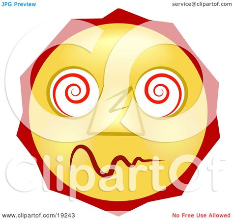 Clipart Illustration Of A Dazed And Confused Yellow Smiley Face High On