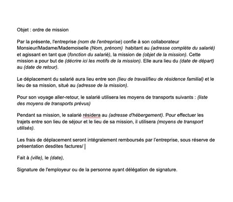 Modele De Lettre Pour De Mission