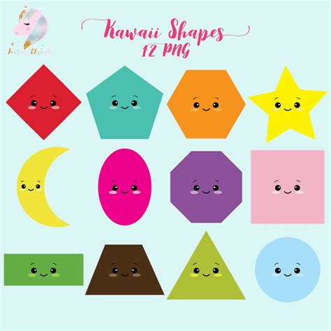 Cute Kawaii Shapes Clipart Graphic Objects ~ Creative Market