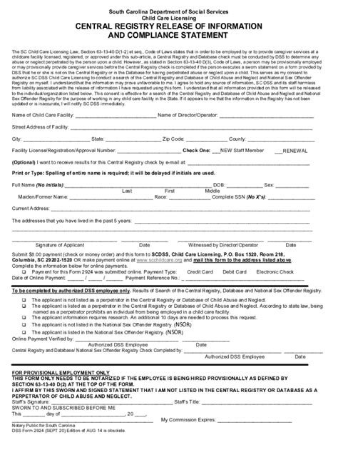 Sc Dss Central Registry Form Fill Out And Sign Online Dochub