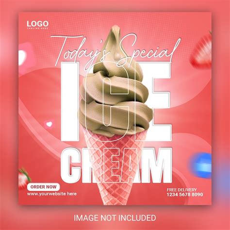 Premium PSD Delicious Ice Cream Social Media Post Banner Design Templates