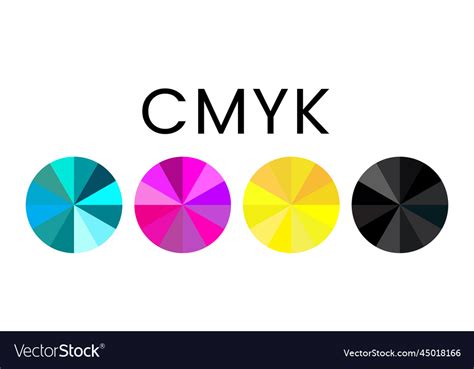 Cmyk Colors With Cyan Magenta Yellow And Black Vector Image