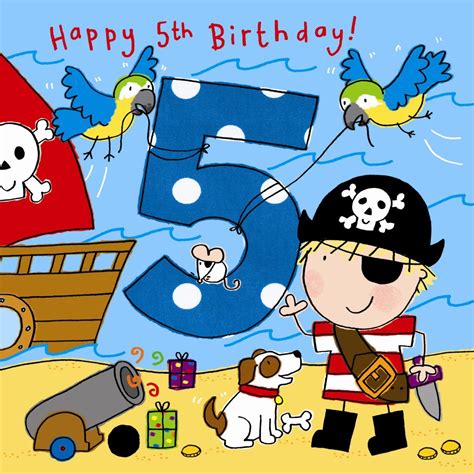 Buy Twizler 5th Birthday Card Boy Pirate Age 5 Birthday Card Boys
