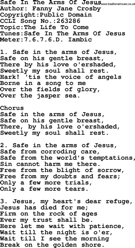 Lyrics © sony/atv music publishing llc. Most Popular Church Hymns and Songs: Safe In The Arms Of ...
