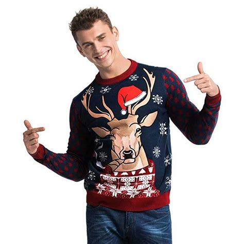 Cool Cigar Smoking Reindeer Mens Funny Christmas Sweater