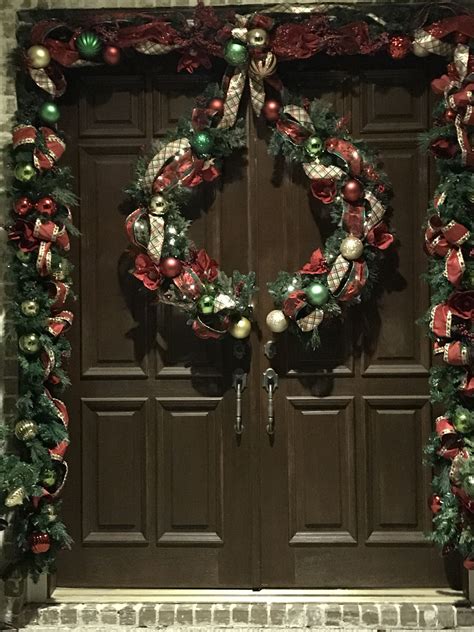 Double Doors Split Wreath Christmas Christmas Wreaths Diy Christmas