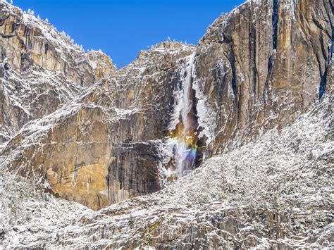 Yosemite Falls Snow And Ice Winter Rainbow Yosemite National Flickr