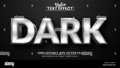 Dark Text Shiny Silver Style Editable Text Effect Stock Vector Image