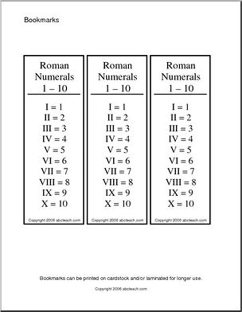 Maybe you would like to learn more about one of these? Roman Numerals 1-10 Bookmark | abcteach