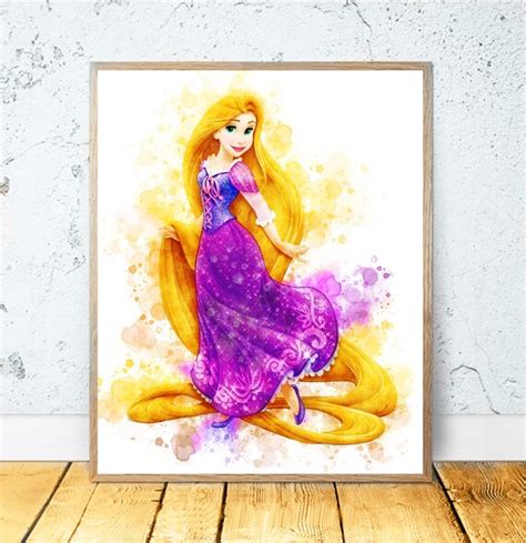 Rapunzel Watercolor Print Tangled Disney Princess Disney Etsy