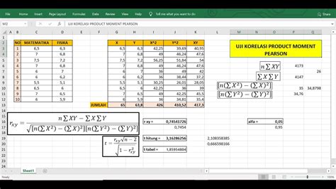 Tutorial Hitung Manual Korelasi Product Moment Pearson Dengan Excel Youtube