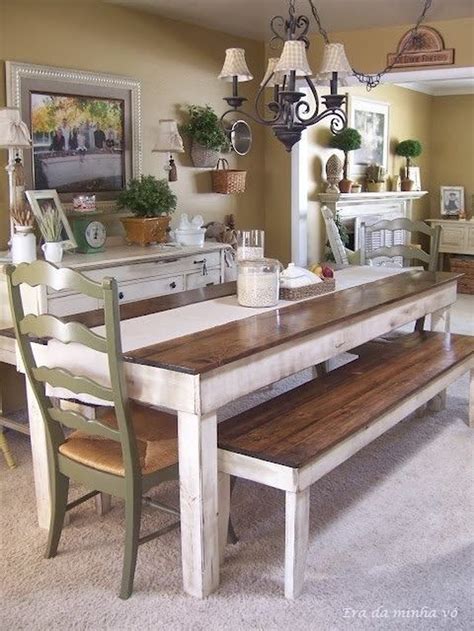 Farmhouse dining table with bench