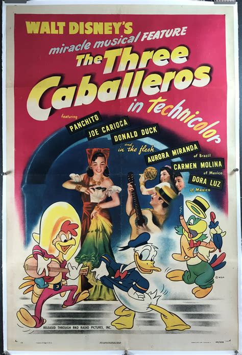 The Three Caballeros Original Vintage Walt Disney Movie Poster