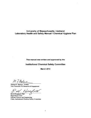 Fillable Online Ehs Umass Laboratory Health And Safety Manual Chemical