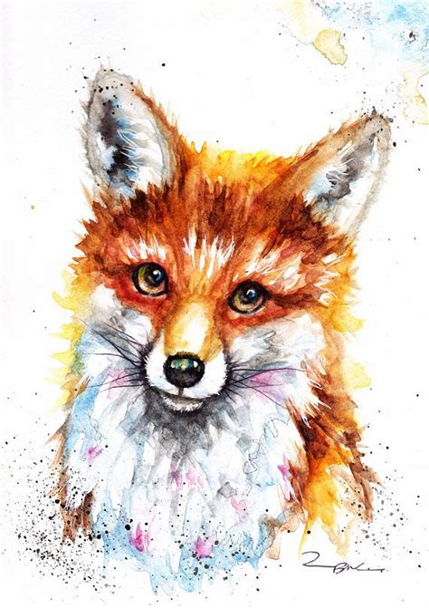 Fox Watercolour Art Print Etsy Uk Fox Painting Watercolor Fox Fox Art
