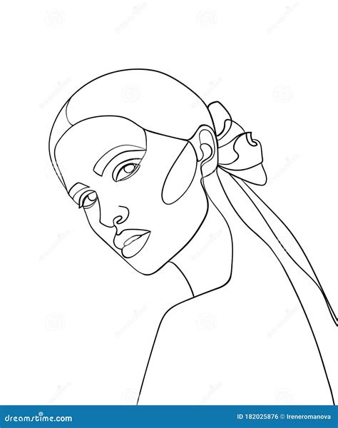 Woman Face Continuous Line Drawing Fashion Concept Woman Beauty