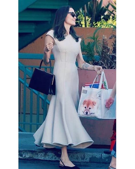 Angelina Jolie Wears Maxi Beige Dress Dresses Beige Dresses Casual