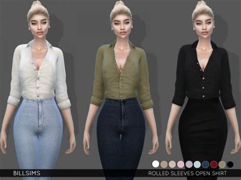 The Sims Resource Rolled Sleeves Open Shirt By Bill Sims • Sims 4