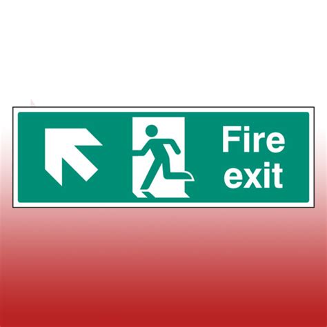 300mm X 100mm Rigid Fire Exit Ahead Left Sign